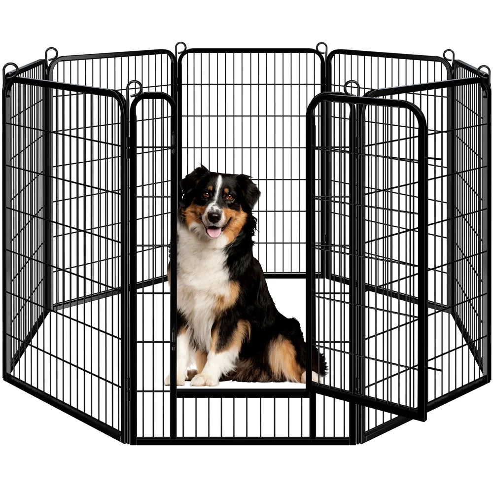 47.5″ Tall 8 Panels Metal Dog Playpen for Exercise Outdoor Indoor Fence, Black