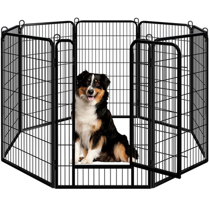 47.5″ Tall 8 Panels Metal Dog Playpen for Exercise Outdoor Indoor Fence, Black