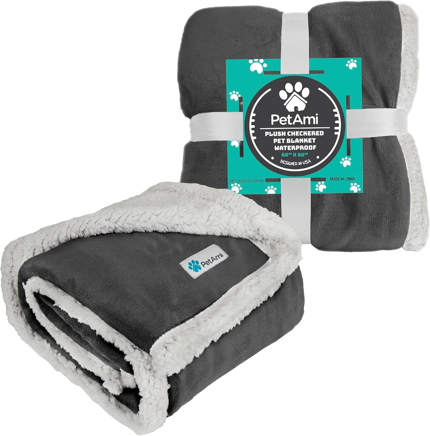 Waterproof Dog Blanket for Small Medium Dog, Pet Puppy Blanket Couch Cover Protection, Sherpa Fleece Cat Blanket Washable Throw Couch Sofa Bed Furniture Protector Reversible Soft 29X40 Charcoal