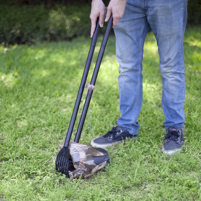 Pooper Scooper Swivel Bin & Rake Dog Poop Scooper, Black, (2 Bags Included with Premium Odor Control)