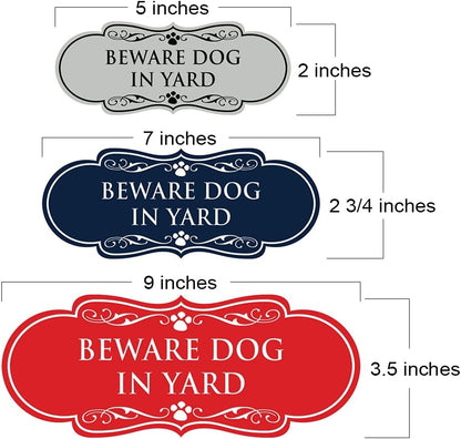 Designer Paws, Beware Dog in Yard Sign (White) - Medium