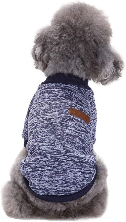 Pet Dog Classic Knitwear Sweater Warm Winter Puppy Pet Coat Soft Sweater Clothing for Small Dogs (S, Navy Blue)