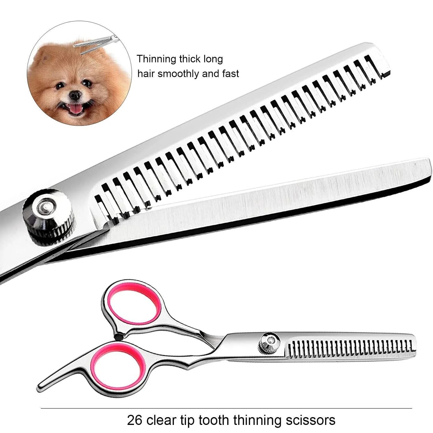 Pet Dog Grooming Scissors Stainless Straight Curved Thinning Shears Trimmer Kits