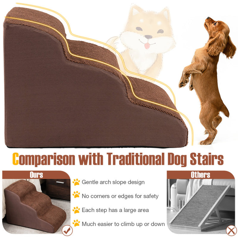 3-Tier Non-Slip Dog Steps with High-Density Sponge and Silicone Paw Prints