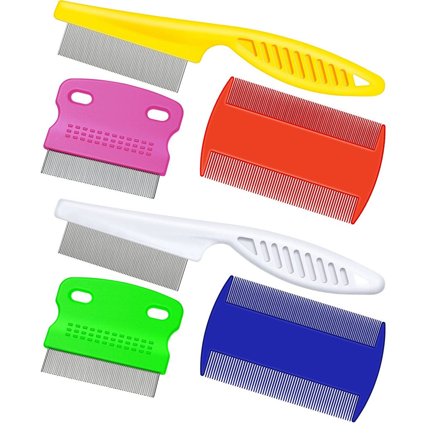 6 Pieces Pet Lice Combs Dog Grooming Flea Cat Tear Stain Comb for Removal Dandruff, Hair Stain, Nit(White, Yellow, Green, Purple, Orange, Dark Blue)