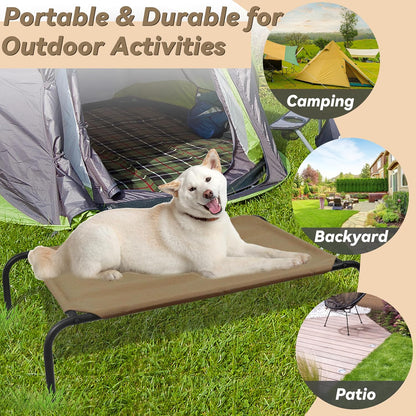 Elevated Dog Bed for Large Dogs, Raised Dog Bed with Breathable Mesh, Dog Cot Bed with Sturdy Steel Frame for Indoor & Outdoor Use, Non Slip, Easy to Clean, 50.5 Inches, Brown